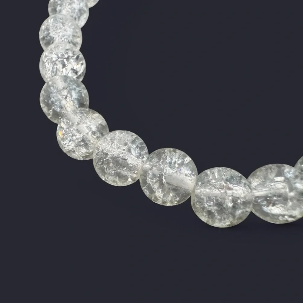 Clear Crackle Glass Bead Bracelet